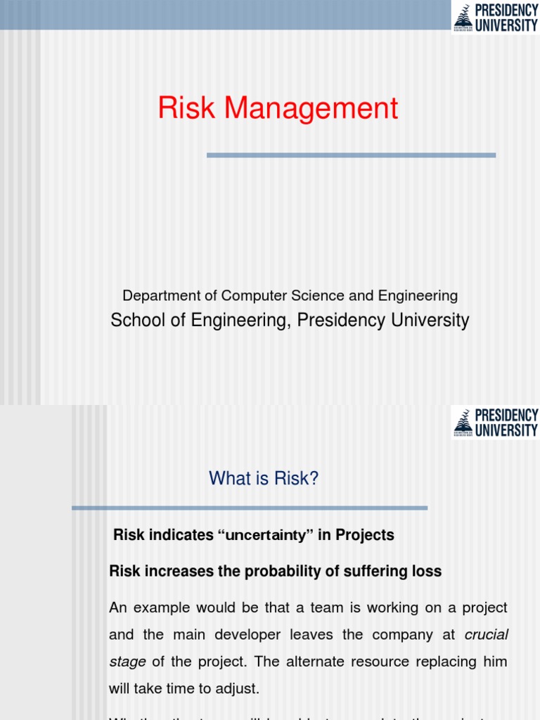 RISK MANAGEMENT IN SOFTWARE ENGINEERING PDF NOTES intelligence overview