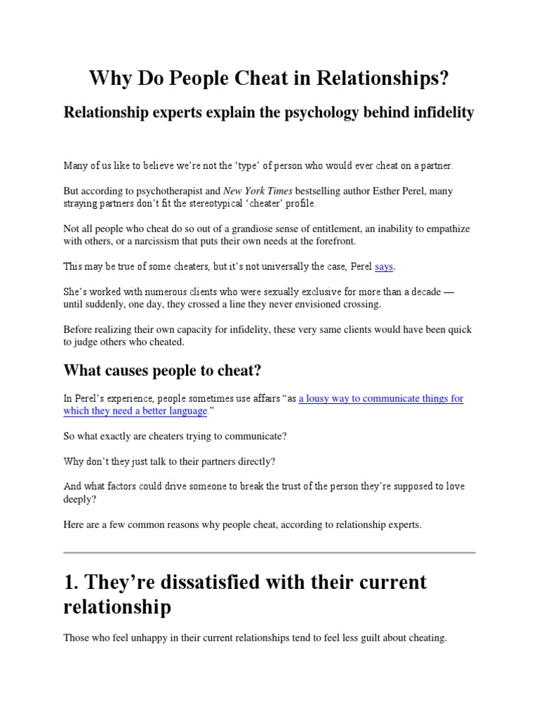 Understanding Cheating in Relationships | PDF | Infidelity | Love
