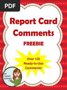 Over 125 Report Card Comments FREEBIE