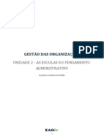 Unidade 2 Gestão Das Organizações - As Escolas Do Pensamento Administrativo