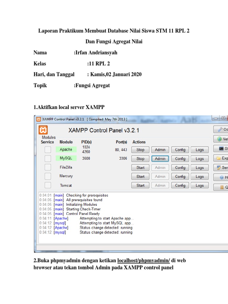 Fungsi Agregat dan Database Nilai Siswa STM 11 RPL 2 | PDF