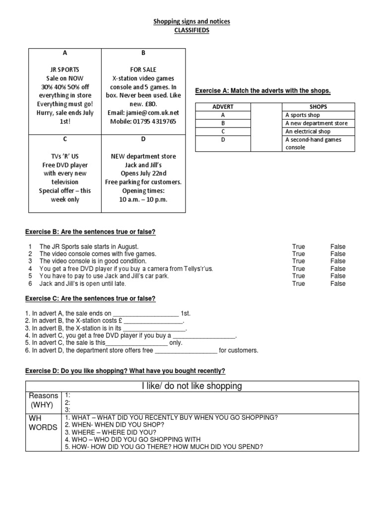 Shopping Signs and Notices PDF Video Games Advertising