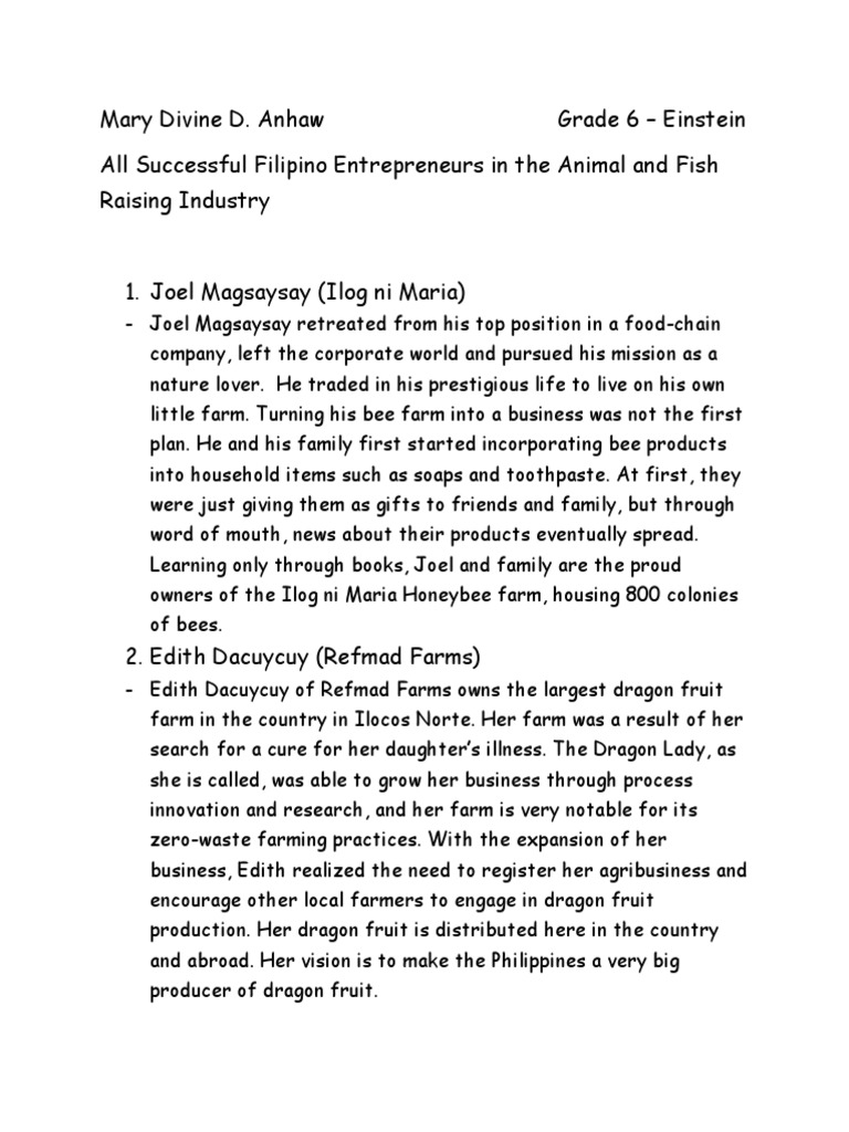 All Successful Filipino Entrepreneurs in the Animal and Fish Raising