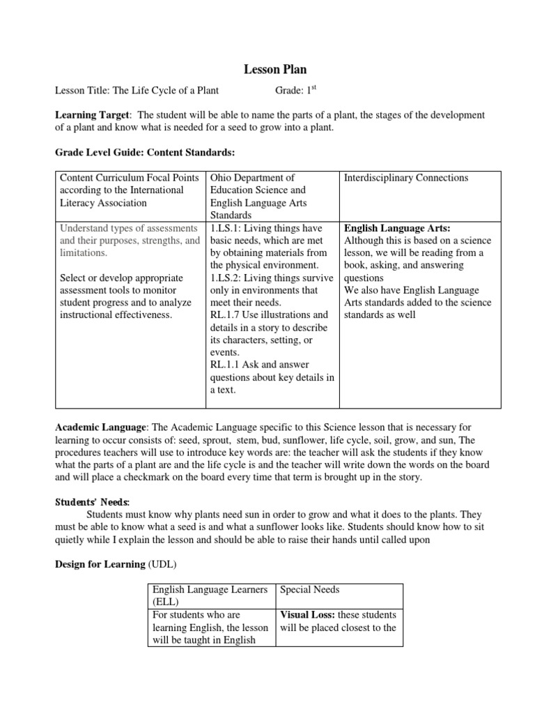 Lesson Plan - Plants | PDF | Educational Assessment | Pedagogy