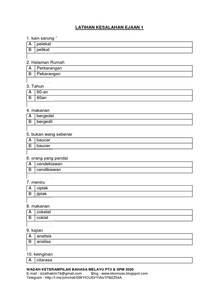 Latihan Salah Ejaan Pdf