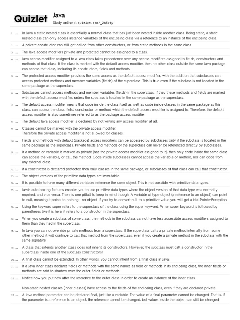 Java Quizlet Inheritance Object Oriented Programming Class Computer Programming