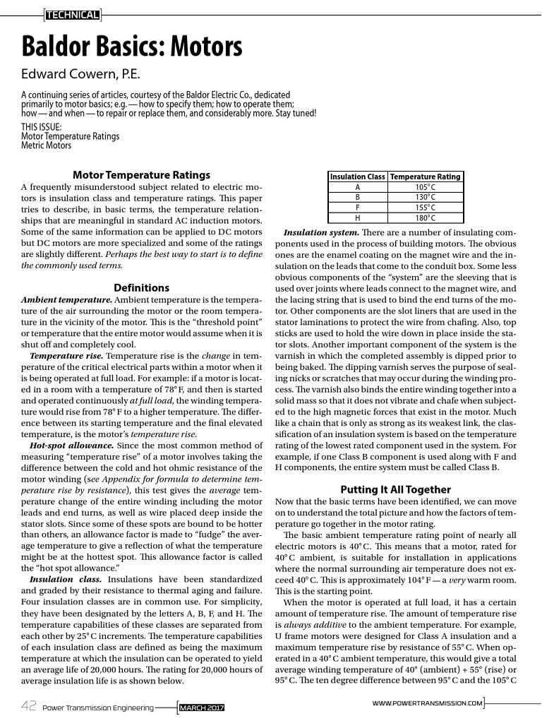 Baldor Basics PDF Electric Motor Thermal Insulation