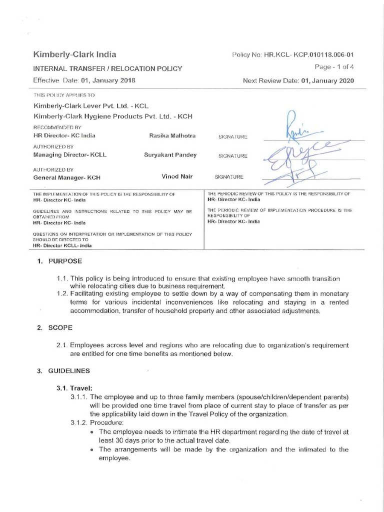 Internal Transfer Policy - HR - KCL-KCP.010118.006-01 | PDF