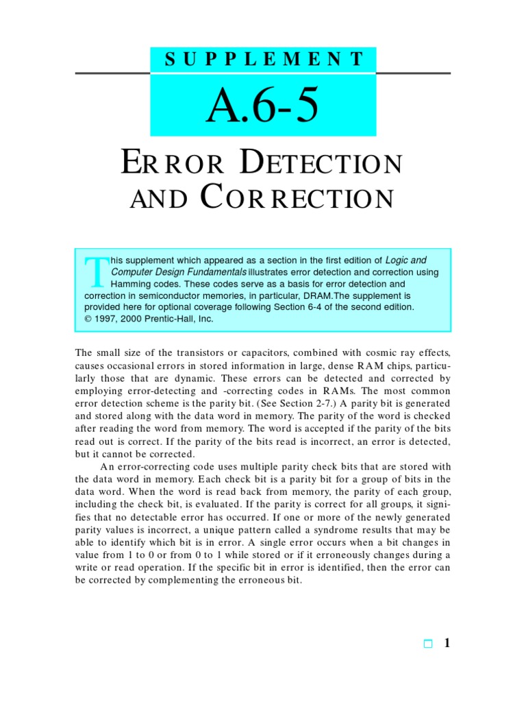 Error Detection and Correction Using Hamming Codes A Guide to
