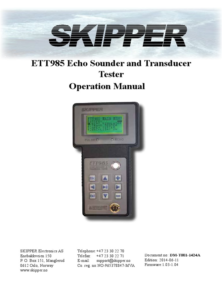 ETT985 Echo Sounder Operation Manual | PDF