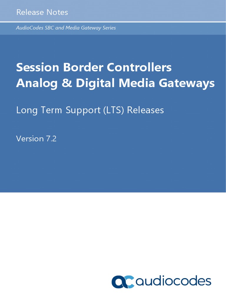 LTRT 27446 SBC Gateway Series Release Notes For Long Term Support Versions  72 | PDF | Session Initiation Protocol | Proxy Server