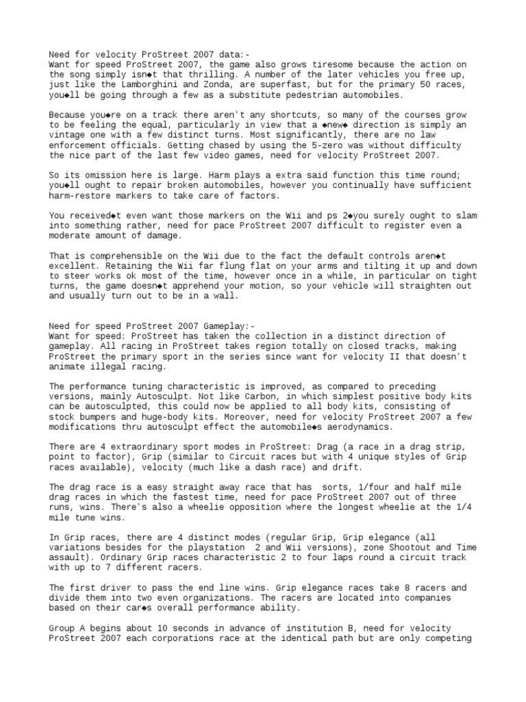 Need For Speed Prostreet 2007 Game Download Download Free Pdf