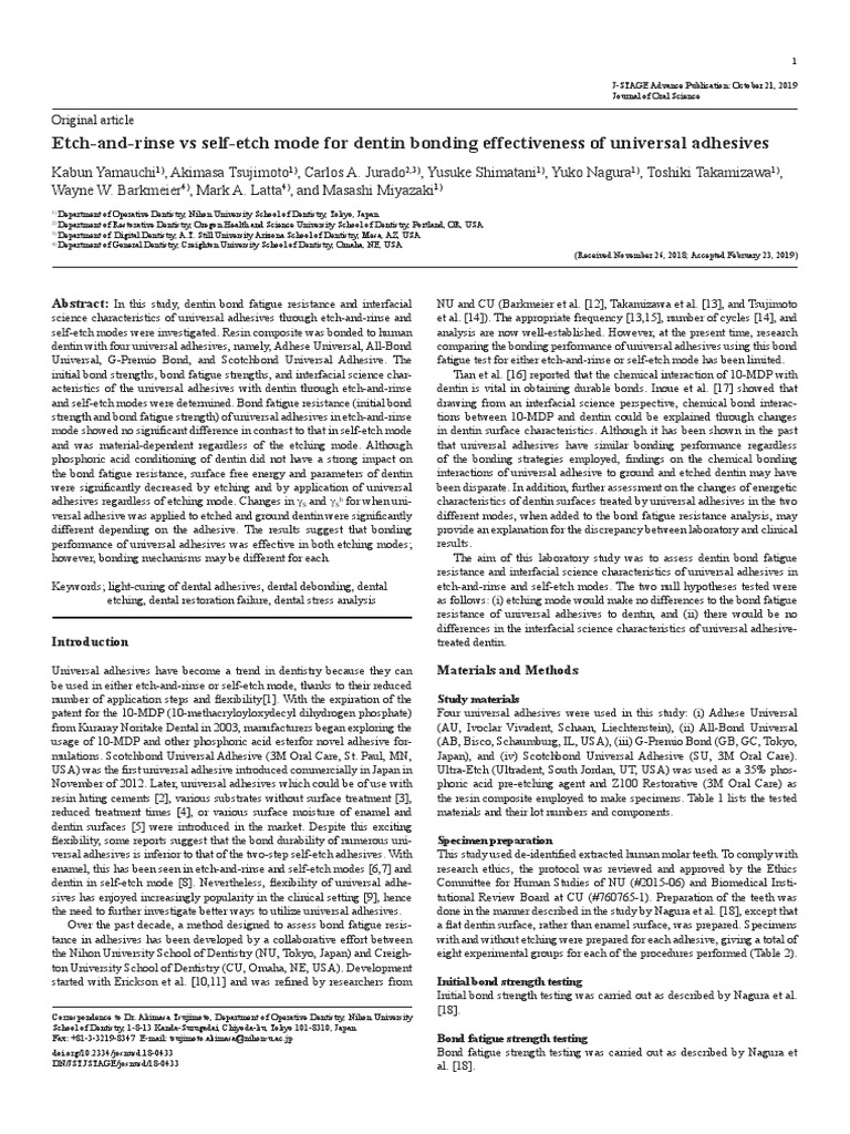 EtchAndRinse Vs SelfEtch Mode For Dentin Bonding Effectiveness of