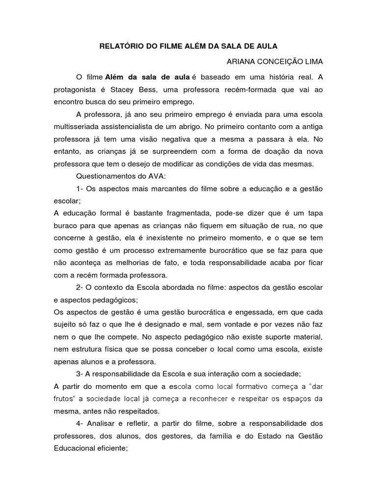 Filme Além Da Sala de Aula | PDF | Cognição | Estudantes