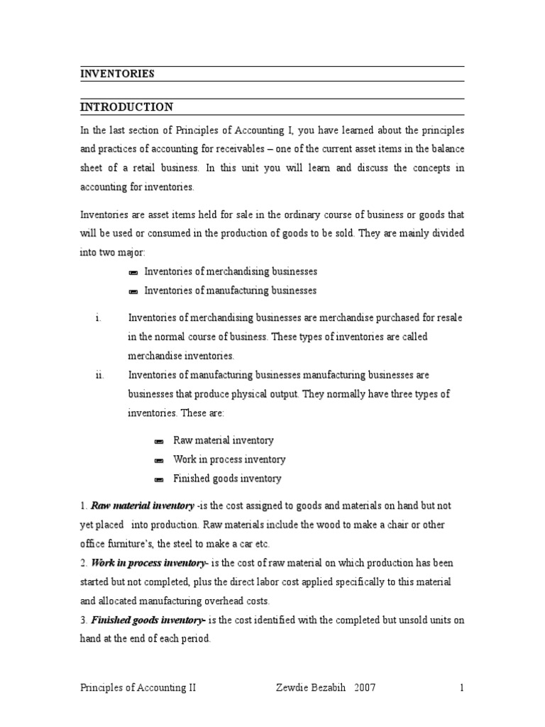 Principles of Accounting Hand Outs Chapter 1-3 | PDF | Inventory ...