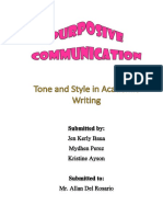 Tone and Style in Academic Writing