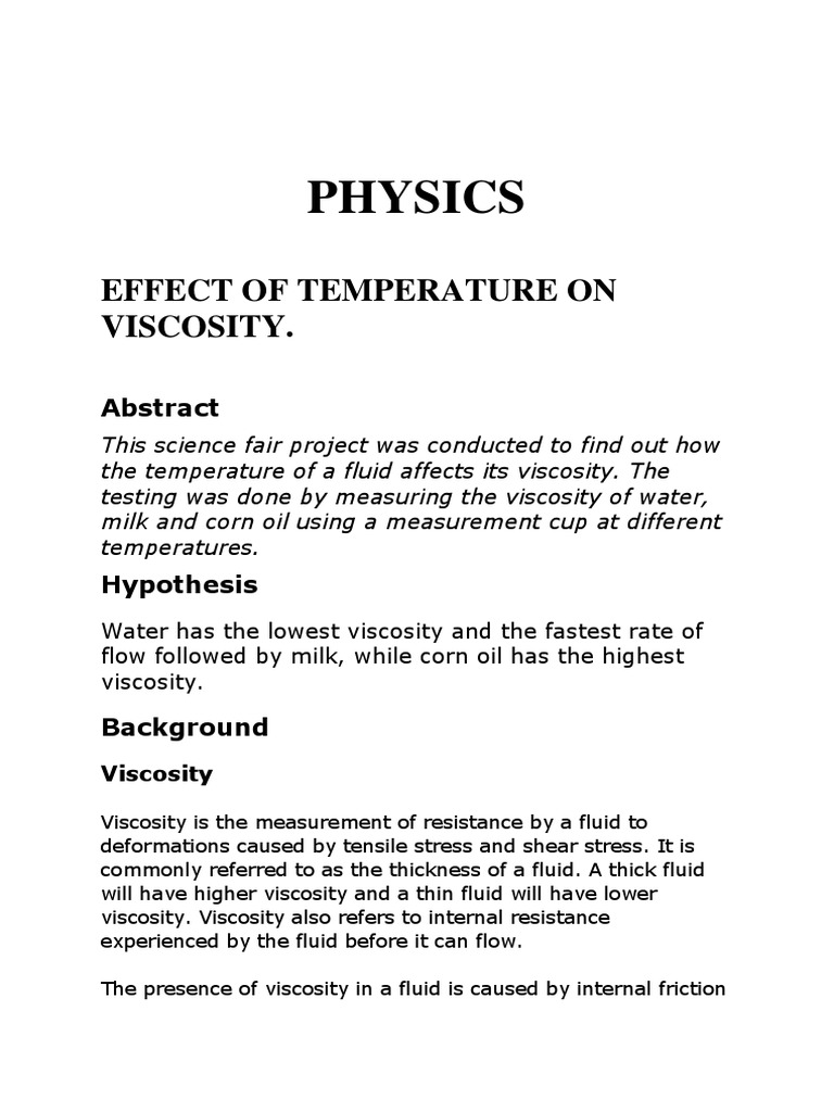 Physics Project | PDF | Viscosity | Friction