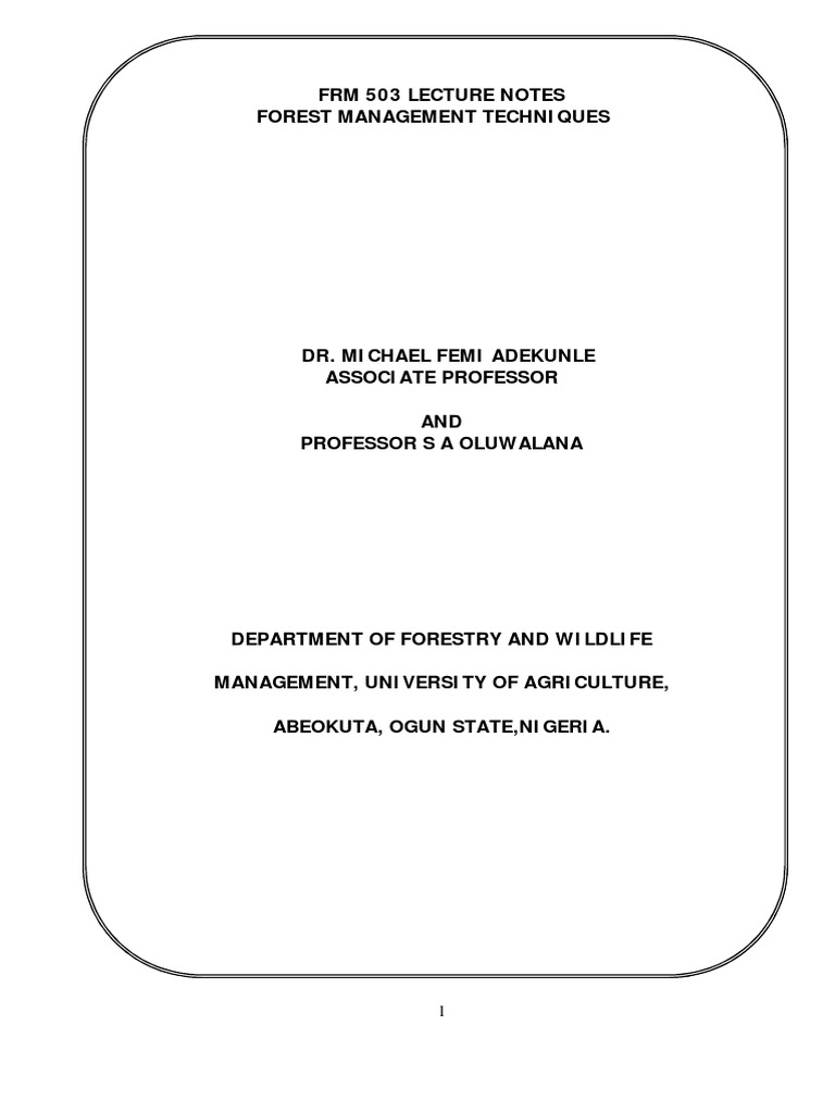 Forest Management Techniques in Nigeria | PDF | Forestry | Forests