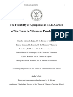 The Feasibility of Aquaponics in T.L.E. Garden of Sto. Tomas de Villanueva Parochial School