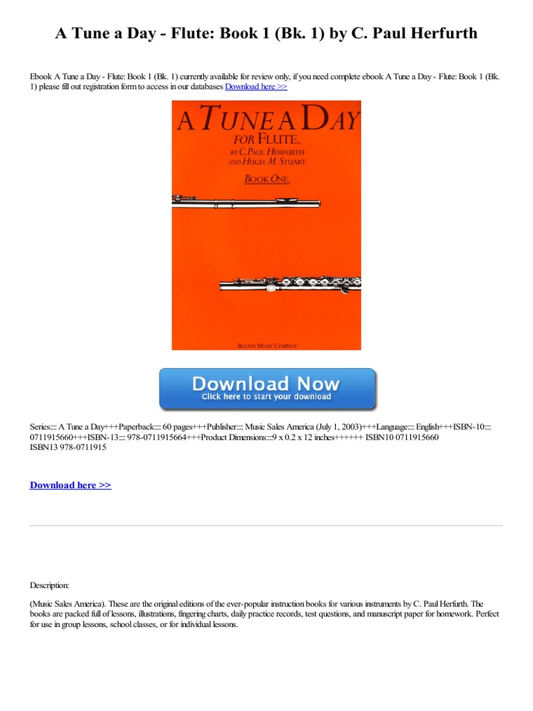 Livre 'A Tune A Day For Flute: Book One' - Méthode D'Apprentissage Flûte Traversière