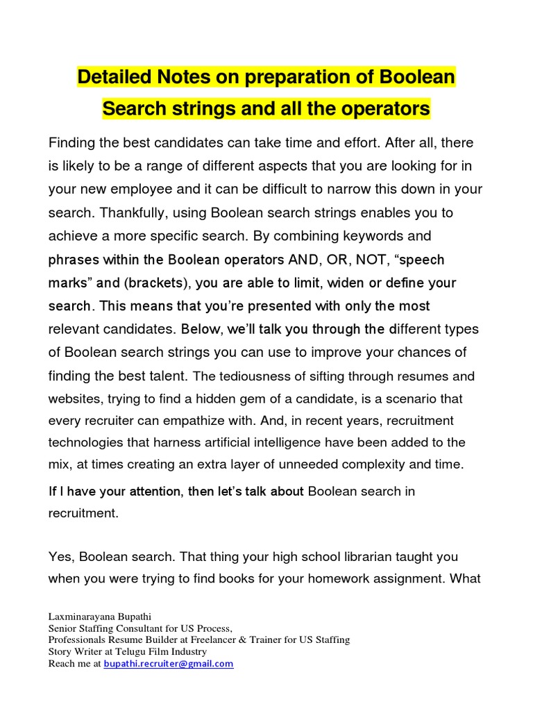 Examples Of Boolean Search Strings