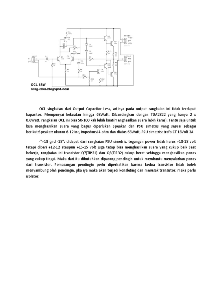 Pengantar Rangkaian Amplifier OCL | PDF