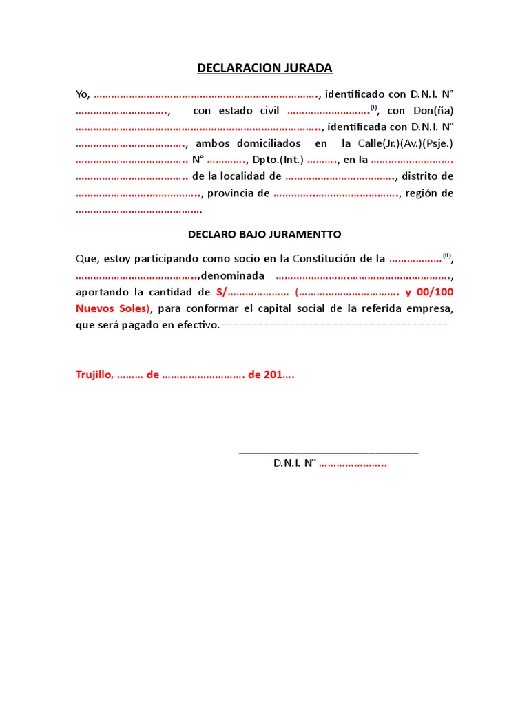 Declaraciones Juradas | PDF | Empresas | Derecho Corporativo