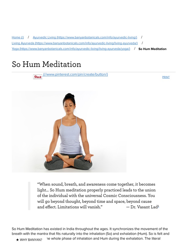 So Hum Meditation - Banyan Botanicals | PDF | Meditation | Ayurveda