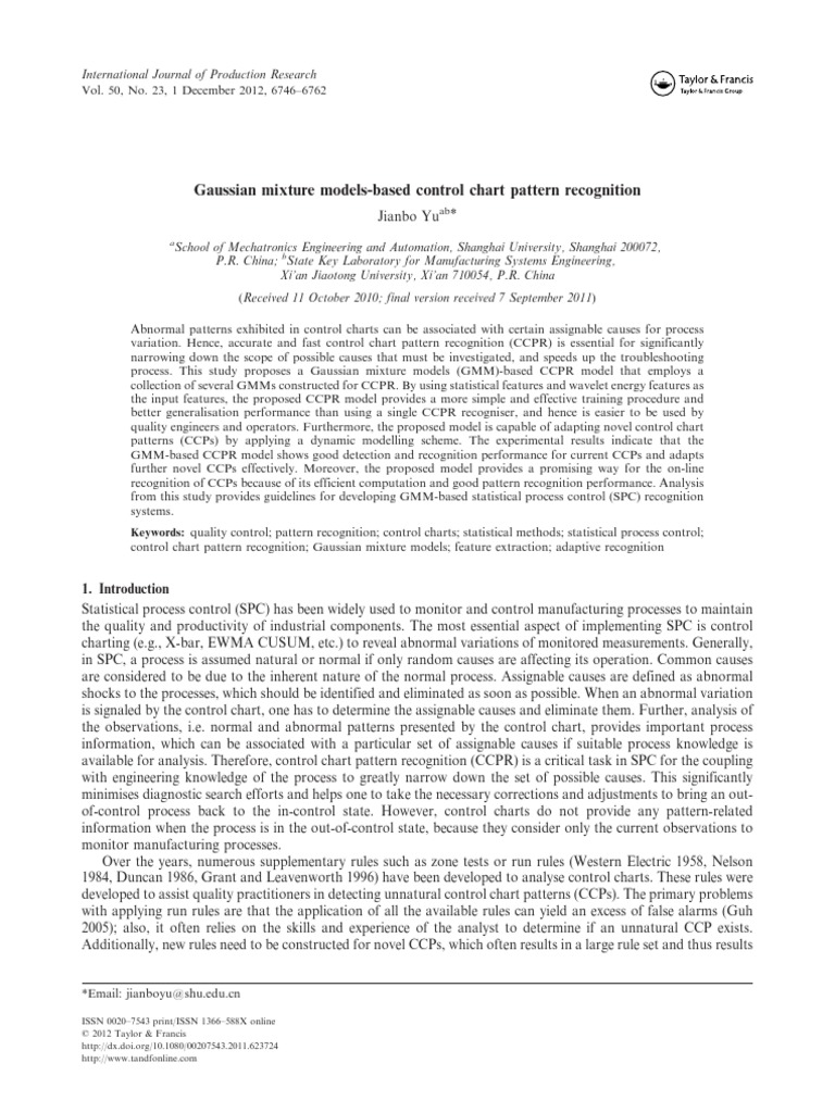 Gaussian Mixture Models-Based Control Chart Pattern Recognition | PDF ...