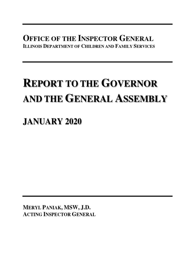 DCFS Inspector General - Report To The Governor and The General