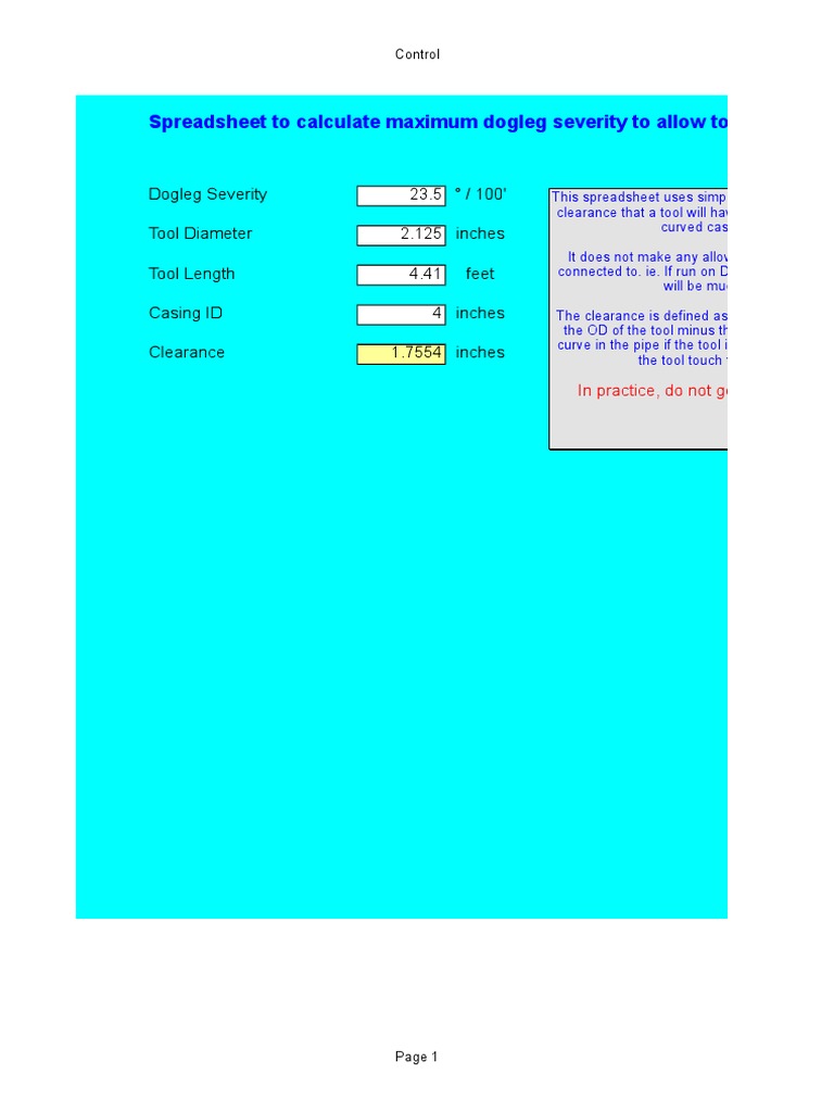 Dogleg Severity Calculation Spreadsheet | PDF | Geometry | Space
