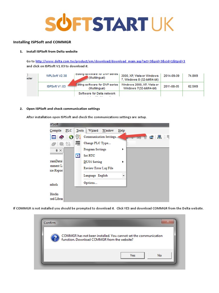 Installing ISPSoft and COMMGR Guide | PDF