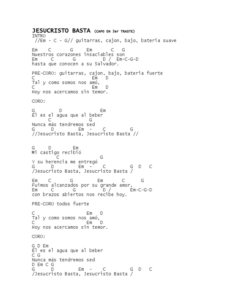 Jesucristo Basta Letritura Pdf