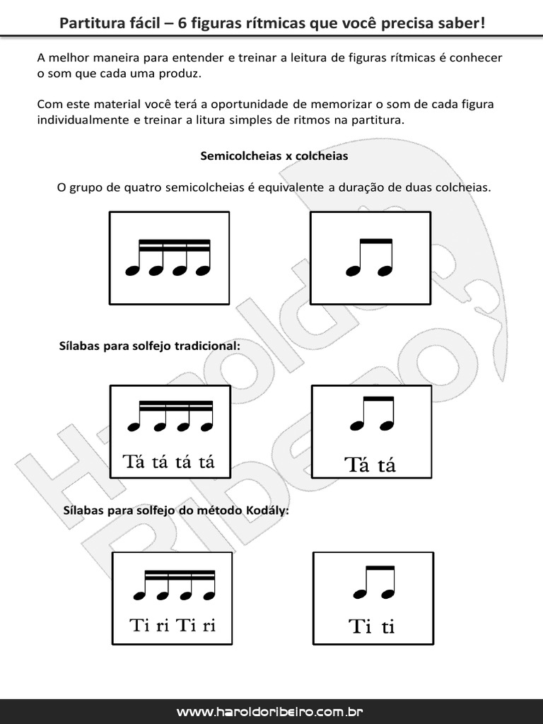 Figuras Rítmicas: 6 Essenciais para Iniciantes | PDF | Ritmo | Partituras