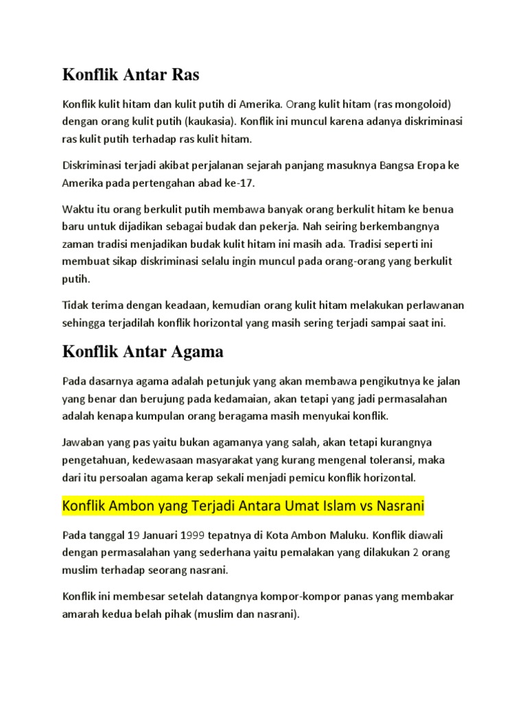 Konflik Ras: Kulit Hitam vs Putih | PDF