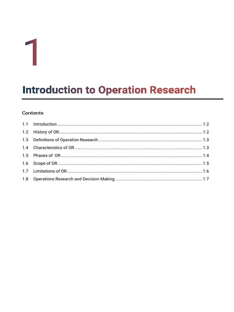 Introduction to Operations Research Overview | PDF | Mathematical Model ...
