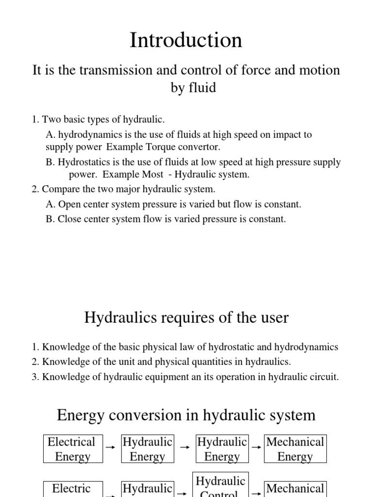 Overview of Hydraulic Systems Basics | PDF | Valve | Pump