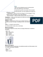 Misturas e Substancias e Separação de Misturas