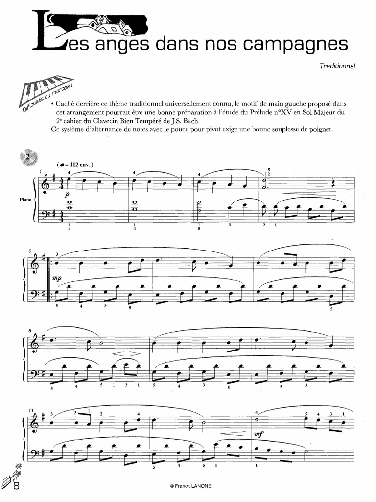 Les Anges Dans Nos Campagnes Partition Piano Les Anges Dans Nos Campagnes | PDF | Musique classique | Compositions  musicales