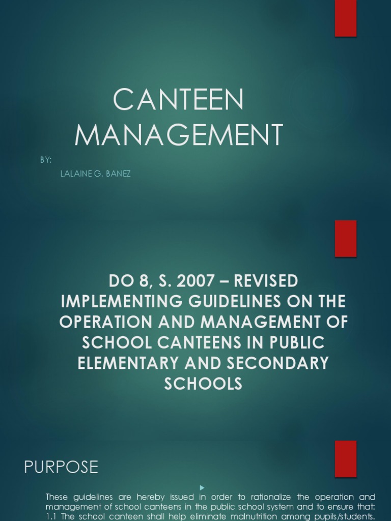 Guidelines for the Operation and Management of Nutritious and Affordable School Canteens PDF