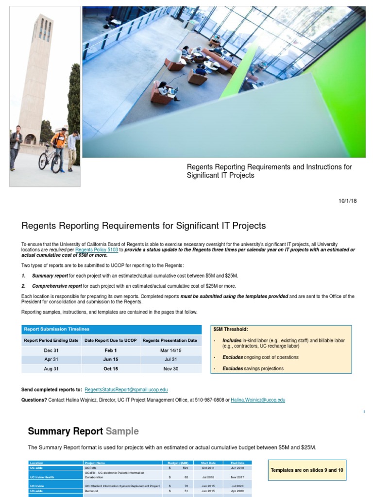 UC Regents IT Project Reporting Guide | PDF | Weighted Arithmetic Mean ...