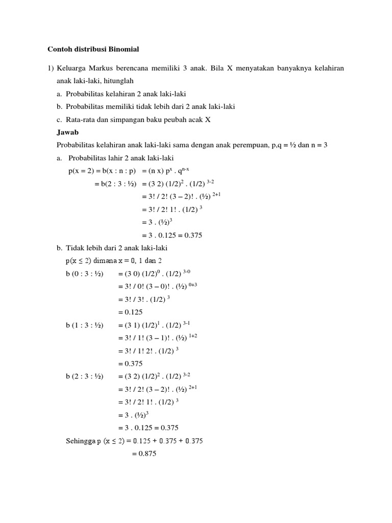 Contoh Soal Distribusi Binomial Dan Poisson Docx