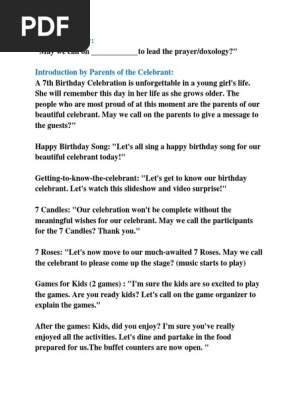 7th birthday program