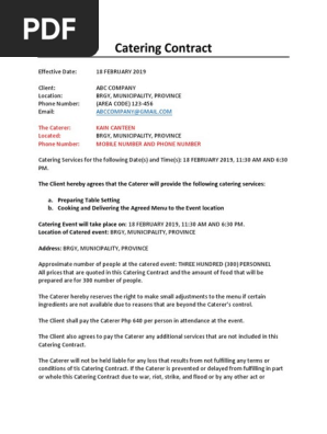 Catering Contract