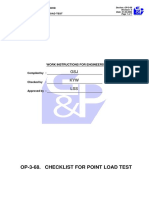 Checklist for Point Load Test