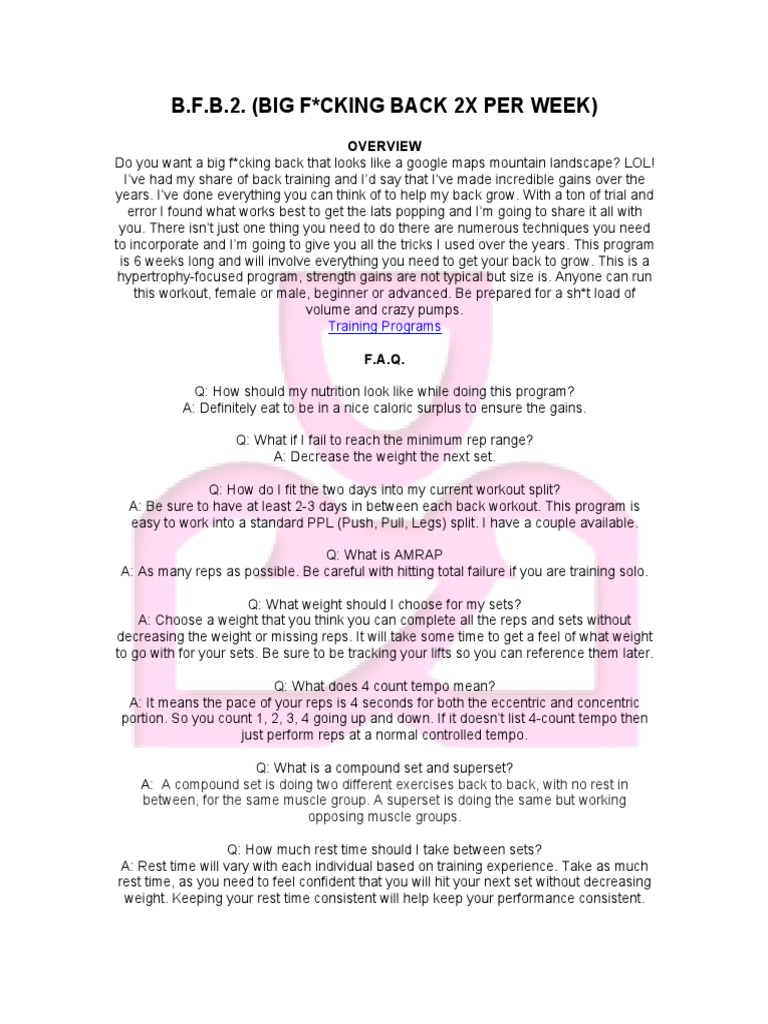 Big Back Workout Program: 6 Weeks | PDF | Weightlifting | Sports