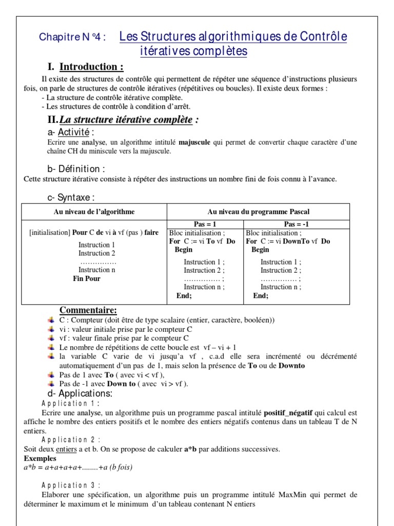 Structures de Contrôle en Algorithme | PDF | Structure de contrôle | C ...