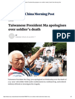 Taiwanese President Ma apologises over soldier’s death _ South China Morning Post