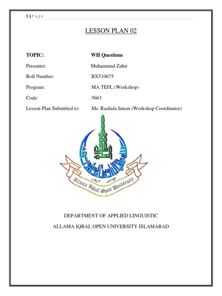 ZAhir's Lesson Plan 3 | PDF | Question | Lesson Plan