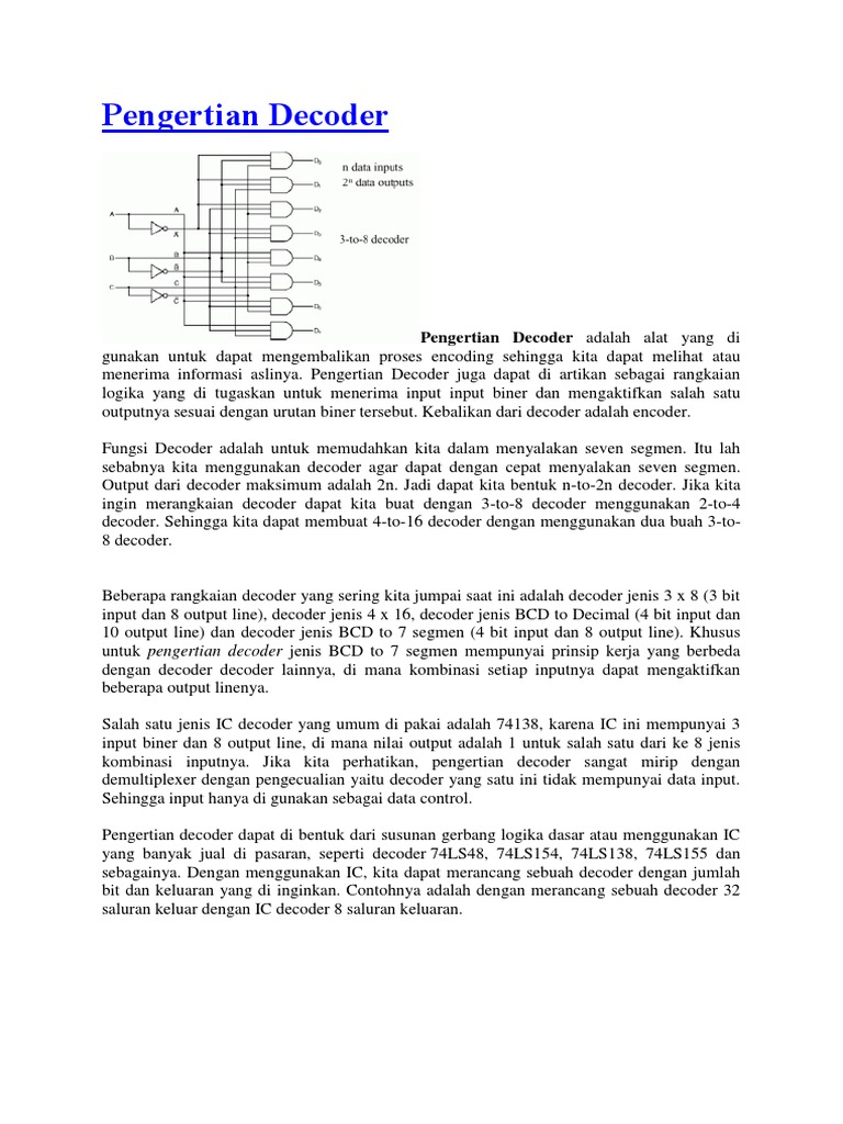 Pengertian dan Fungsi Decoder | PDF | Komputer